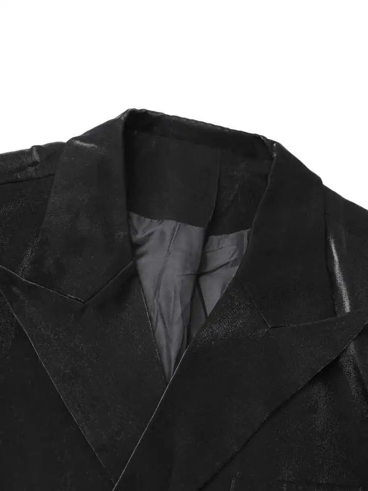 Women Black Leather Buckle Big Size Casual Blazer New Lapel Long Sleeve Jacket Fashion Tide Spring Autumn 2025  CPG1272