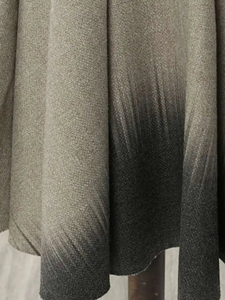 High Waist Gray Printed Pocket Elegant Trumpet  Woolen Half-body Skirt Women Fashion Tide New Spring Autumn 2025 1DH3247