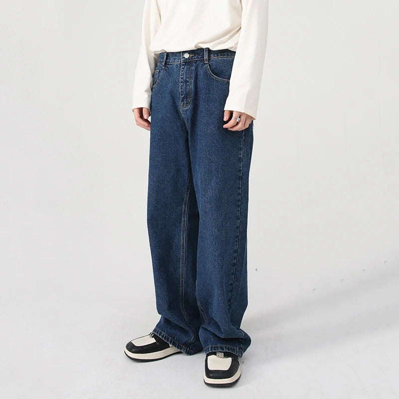 Men's Wear New Fashion Denim Pants Solid Color Elastic Waist Straight Leg Male Jeans Summer Simple Men Clothing 9C4738