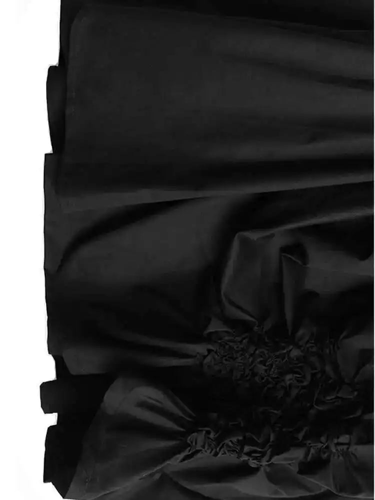 High Elastic Waist Black Irregular Pleated Design Casual Half-body Skirt Women Fashion Tide New Spring Autumn 2025 1DH5018