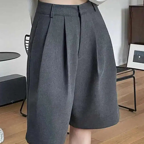 Load image into Gallery viewer, Women Gray Pleated Pocket Elegant Casual Wide Leg Shorts New High Waist Trousers Fashion Tide Spring Summer 2025 1DH4866
