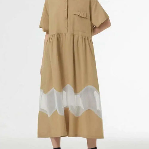 Load image into Gallery viewer, Women Blue Perspective Big Size Shirt Dress New Lapel Short Sleeve Loose Fit Fashion Tide Spring Summer 2025 1DF8791
