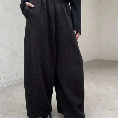 Load image into Gallery viewer, High Elastic Waist Dark Gray Brief Thick Long Wide Leg Pants New Trousers Women Fashion Tide Autumn Winter 2025 1DH8384

