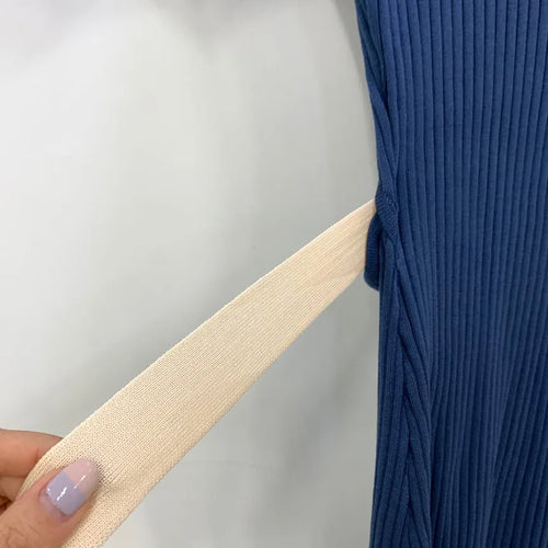 Load image into Gallery viewer, Summer Black Backless Short Sleeve Holiday Knit Midi Dress For Women Blue Sexy O-neck Slim Party Club Bow Bandage Dress 2025 New
