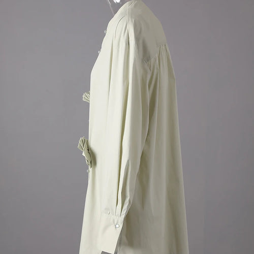 Load image into Gallery viewer, Women Light Green 3d Flower Big Size Blouse New Round Neck Long Sleeve Shirt Fashion Tide Spring Autumn 2025 CPG3308
