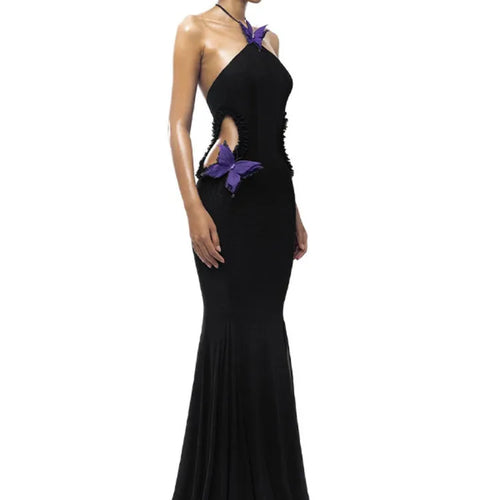 Load image into Gallery viewer, Sexy Sleeveless Hanging Zero Hollow Out  Bow Slim Dress For Women Elegant Bodycon Backless Fishtail 2025 Party Vestidos
