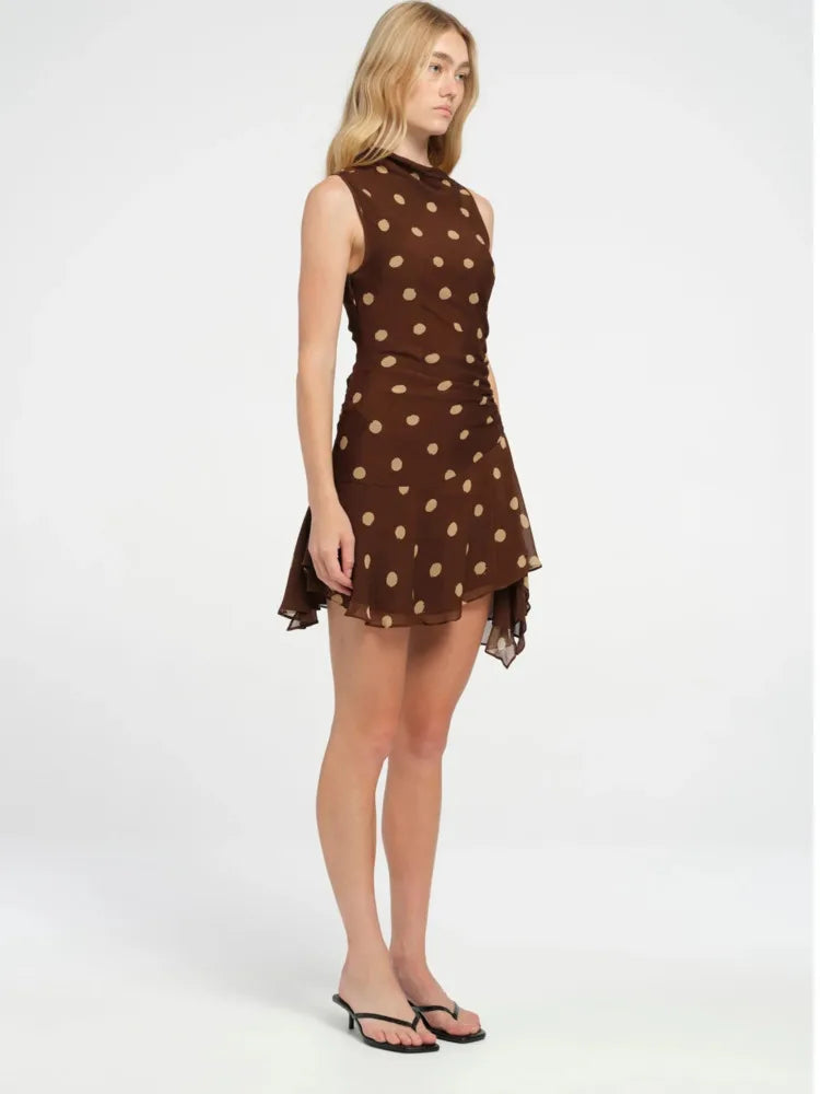 Fashion Sleeveless Mesh Patchwork Polka Dot Double-layer Dress For Women's Summer New 2025 Streetwear Holiday Beachwear