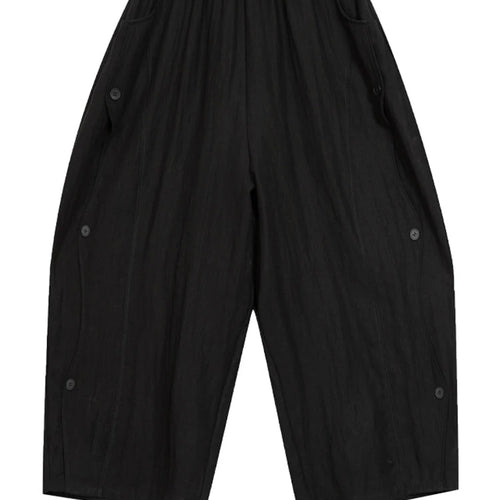 Load image into Gallery viewer, High Elastic Waist Black Side Button Shaped Long Wide Leg Pants New Trousers Women Fashion Tide Spring Autumn 2025 1DJ0983
