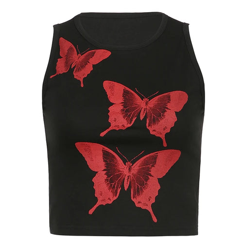 Load image into Gallery viewer, Streetwear Butterfly Printed Summer Tank Top Female Harajuku Gothic 2000s Aesthetic Vest Slim Cropped Tops Cute 2022
