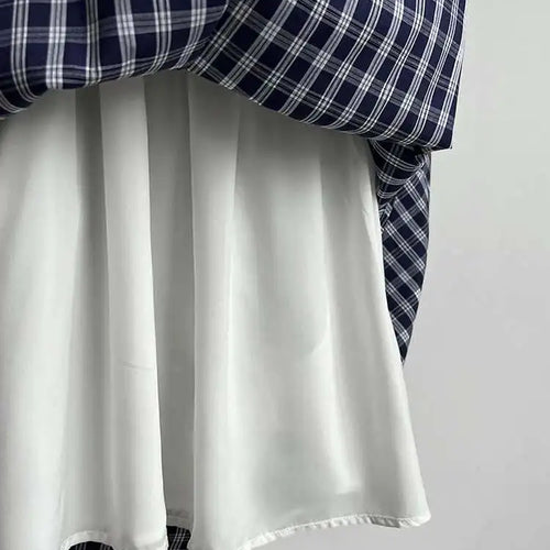 Load image into Gallery viewer, Women Dark Blue Plaid Pocket Vintage Long Elegant Vest Dress New V-Neck Sleeveless Fashion Tide Spring Summer 2025 1DJ0667
