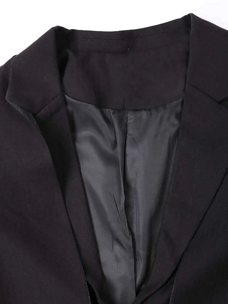 Women Black Irregular Big Size Casual Blazer New Lapel Long Sleeve Loose Fit Jacket Fashion Spring Autumn 2025 CPG0356