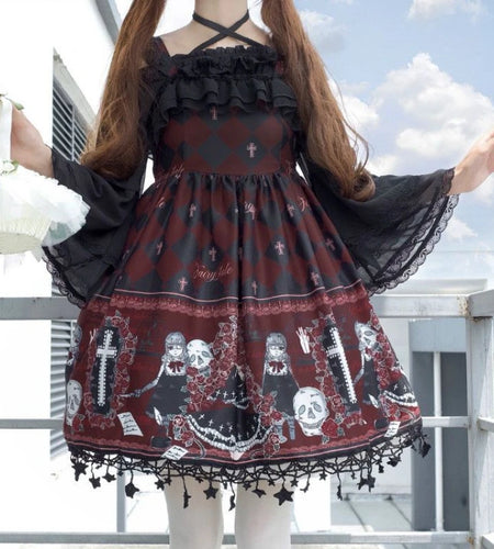 Japanese Lolita Lace Patchwork Women Blouse Y2k Aesthetic Sweet Flare Sleeve Bandage Shirt Harajuku Slash Neck Cropped Blusas