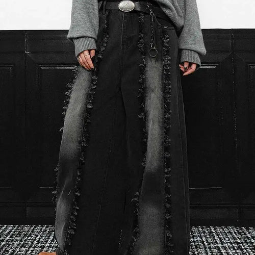 Load image into Gallery viewer, High Waist Blue Burr Denim Vintage Shaped Casual Wide Leg Jeans New Women Trousers Fashion Tide Spring Autumn 2025 1DH9396
