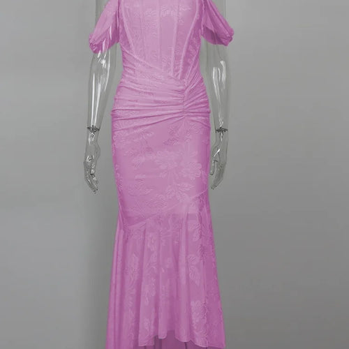 Load image into Gallery viewer, Off-shoulder Backless Sexy Evening Dress For Women Purple Sleeveless Strapless Ruched Bodycon Club Party Dress
