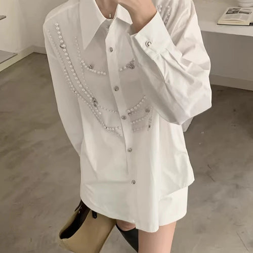 Load image into Gallery viewer, Solid Patchwork Preal Loose Blouse For Women Lapel Long Sleeve Temperament Chic Casual Shirts Female Fashion Style
