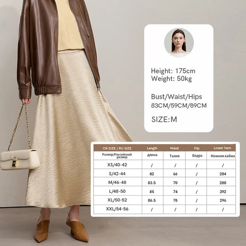 Load image into Gallery viewer, Women's Skirt Loose Long A-skirt Satin Skirts For Women 2025 Autumn New Minimalist Solid Color Clothing Ladies 12513015
