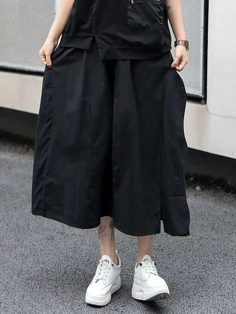 High Elastic Waist Irregular Side Spliced A-line Half-body Skirt Women Fashion Tide New Spring Autumn 2025 1DJ0622