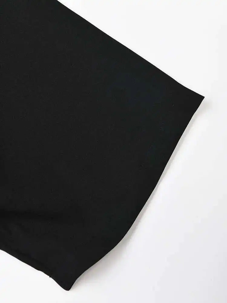 Women Black Lace Pleated Big Size Shirt Dress New Lapel Half Sleeve Loose Fit Fashion Tide Spring Summer 2025  1DF8749