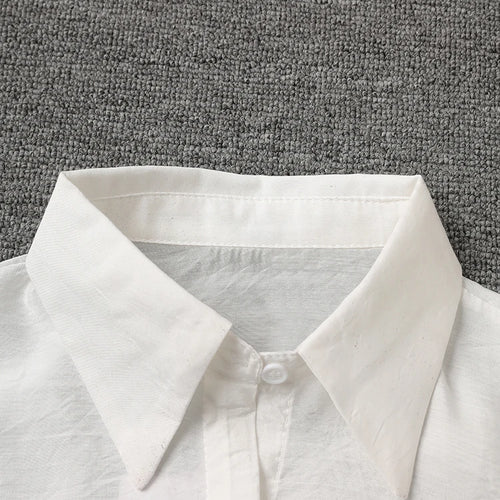 Load image into Gallery viewer, Women White Burr Hem Bandage Thin Elegant Blouse New Lapel Long Sleeve Shirt Fashion Tide Spring Autumn 2025 1DD6706
