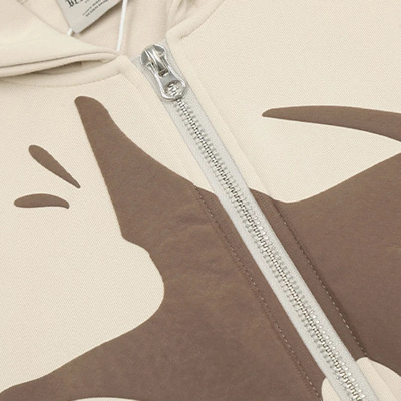 Men's Sweatshirts New American Hoodie Printed Loose Hoodie Trendy Zipper Pockets Design Male Casual Clothing Spring 9W1883