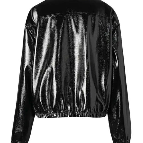 Load image into Gallery viewer, PU Leather Black Brief Big Size Casual Jacket New Lapel Long Sleeve Women Coat Fashion Tide Spring Autumn 2025 CPG2508
