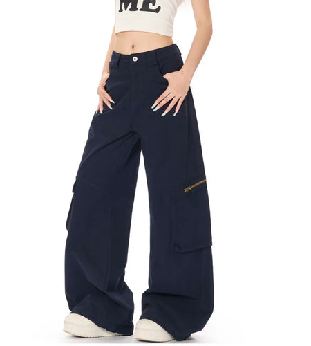 Men's Cargo Pants New American Style Straight Leg Trend High Street Stylish Solid Color Multi Pockets Male Clothing 9W1922