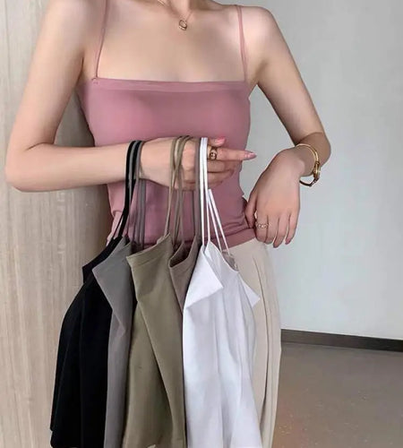 Summer Sleeveless Sexy Club Short Spaghetti Strap Vest Clothing Women Solid Slim Backless Slip Tops Simplicity Versatile Popular