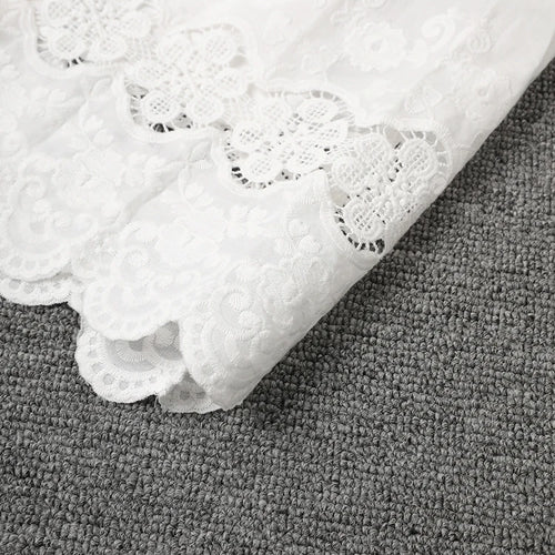 Load image into Gallery viewer, Women White Lace Hollow Out Elegant Slim Dress New Square Collar Short Sleeve Fashion Tide Spring Summer 2025 CPG3161
