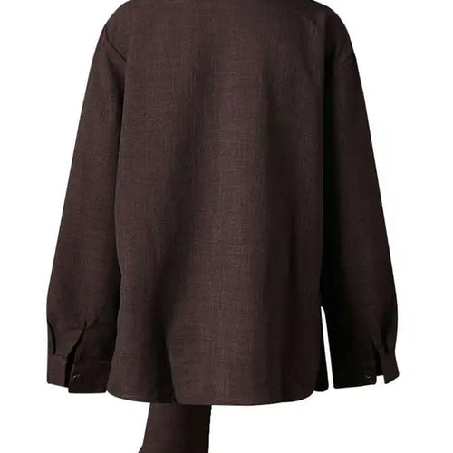 Load image into Gallery viewer, Women Dark Brown Irregular Big Size Elegant Blouse New Scarf Collar Long Sleeve Shirt Fashion Spring Autumn 2025 CPG2867
