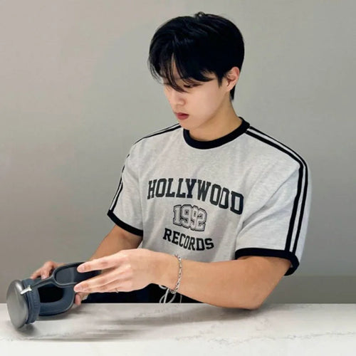 Load image into Gallery viewer, Men's Short Sleeve T-shirts New Summer Contrast Color Design Round Neck Fashion Loose Letter Print Korean Trendy Top 9W1627
