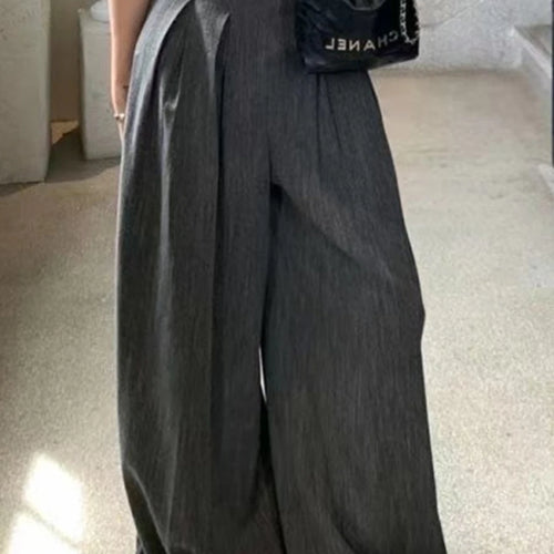 Load image into Gallery viewer, Solid Loose Spliced Folds Casual Pants for Women High Wasit Temperament Wide Leg Pant Female Fashion Clothing New
