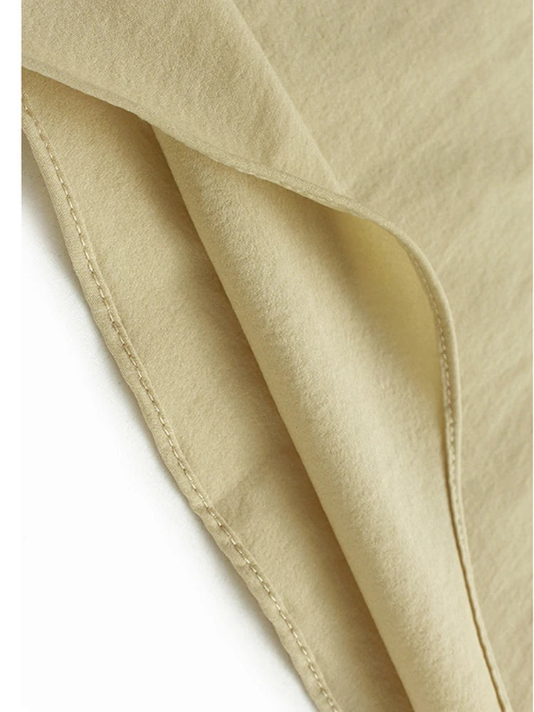 Women Black Khaki Irregular Spliced Big Size Long Dress New Round Neck Short Sleeve Fashion Spring Summer 2025 1DJ1119