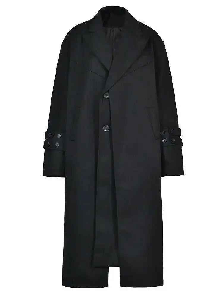 Women Beige Double Layers Big Size Long Casual Trench New Lapel Long Sleeve Windbreaker Fashion Spring Autumn 2025 1DH1465