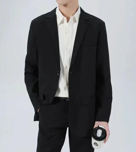 Korean Tide Male Suit Jacket Business Style Turn-down Collar Casual Trendy Top Men's Spring Autumn Loose Simple 9W1217