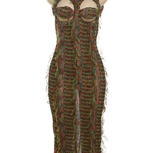 Load image into Gallery viewer, Sexy Sleeveless Hollow Out Bodycon Long Dress For Women 2025 New Women High Neck Street Fashion High Waist Slim Vestidos
