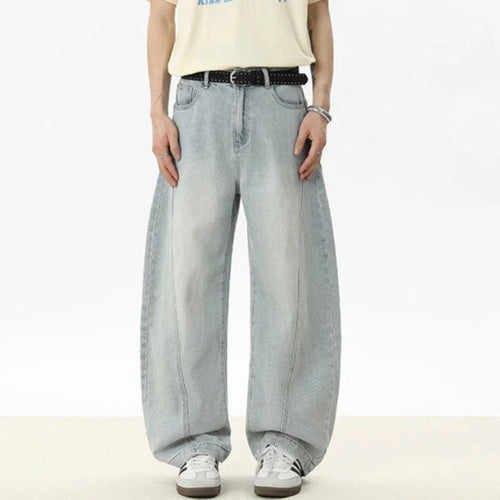 Load image into Gallery viewer, Male Jeans Starry Sky Pattern Splicing Solid Color New Korean Causal Trendy Straight Leg Men's Loose Bottom Tide 9W1252
