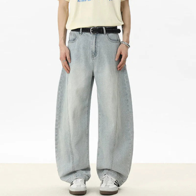 Male Jeans Starry Sky Pattern Splicing Solid Color New Korean Causal Trendy Straight Leg Men's Loose Bottom Tide 9W1252