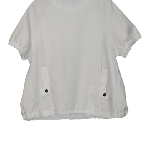 Load image into Gallery viewer, Women Black Spliced Brief Big Size Casual T-shirt New Round Neck Short Sleeve Fashion Tide Spring Summer 2025 1DJ0803
