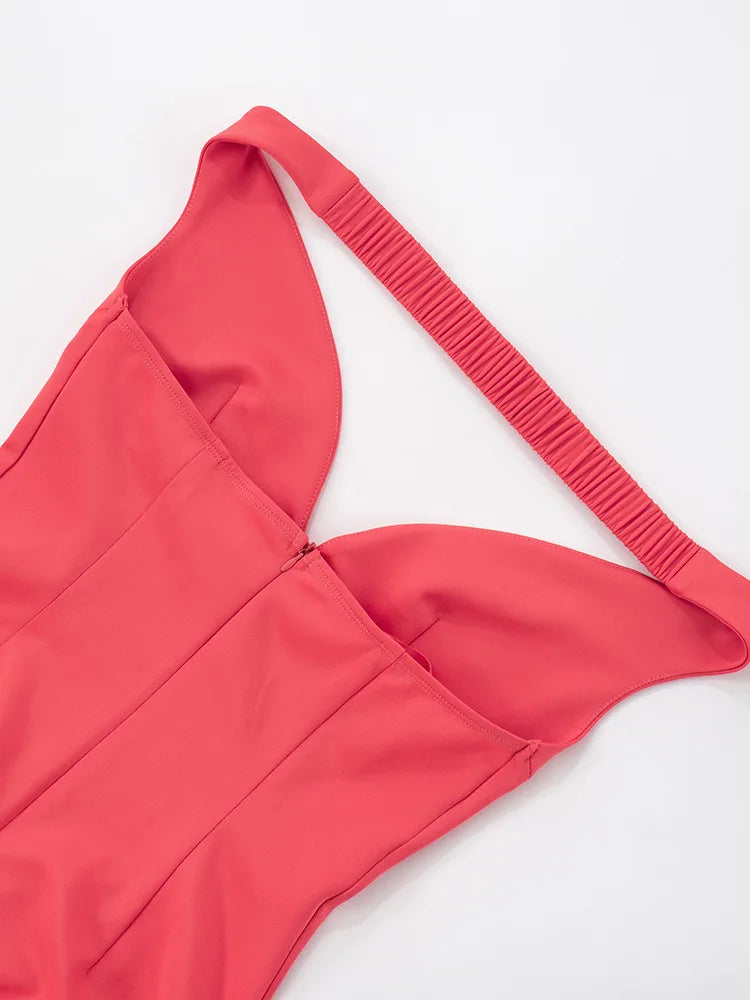 Off-shoulder Backless Split Sexy Maxi Dress Women Gown Pink Summer New Zipper Strapless Evening Club Party Long Dress