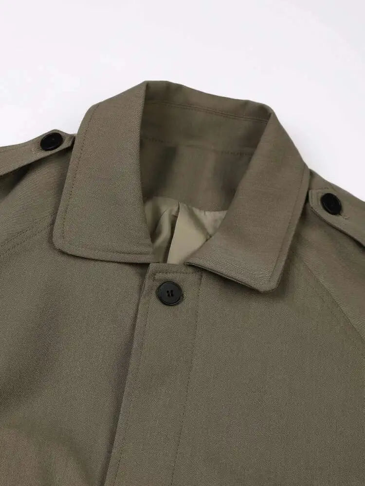 Women Brown Belted Big Size Casual Trench New Lapel Long Sleeve Windbreaker Fashion Tide Spring Autumn 2025 CPG1176