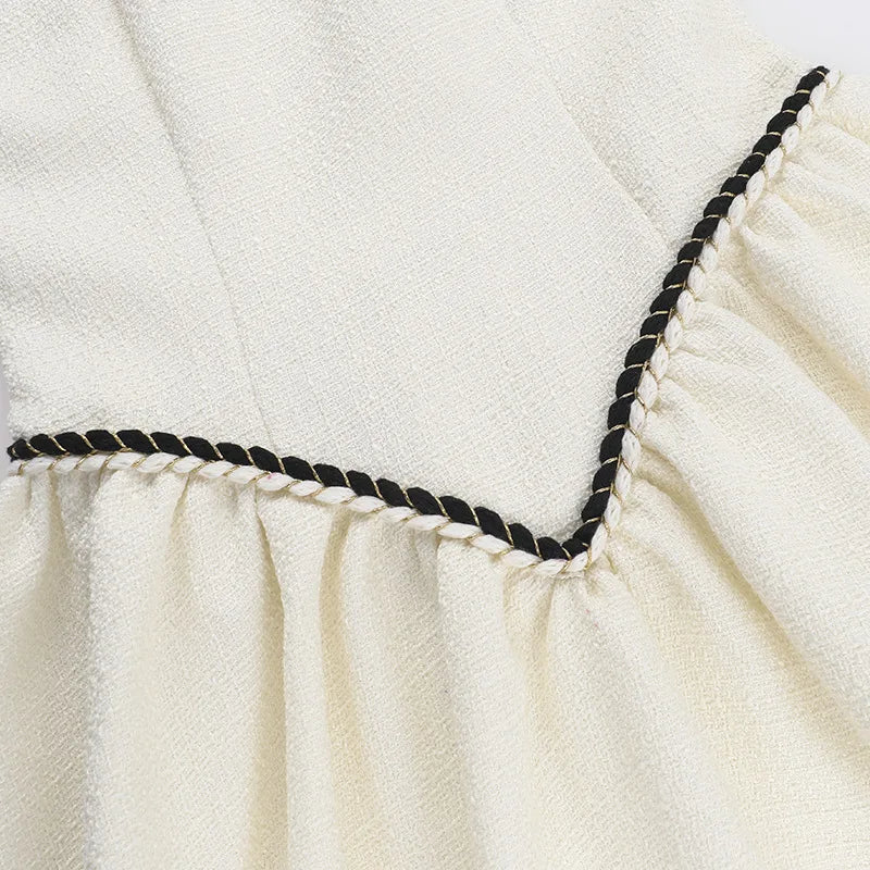 Sleeveless A-line Sexy Mini Dress For Women White Spaghetti Strap Sleeveless Backless Pleated Club Party Dress Clubwear