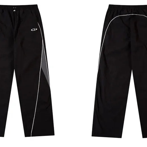 Load image into Gallery viewer, Men Vintage Black Sports Pants Y2K Vintage Patchwork Joggers Baggy Pants Hip Hop Casual Drawstring Waist Quick Drying Trousers
