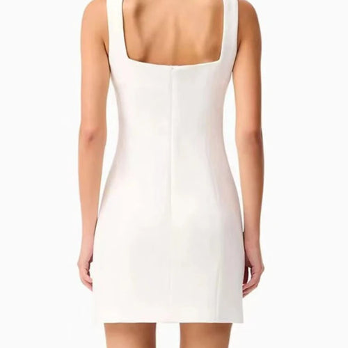 Load image into Gallery viewer, Solid Slimming Minimalist Mini Dresses for Women Square Neck Sleeveless Patchwork 3D Flower Dress Female Clothing
