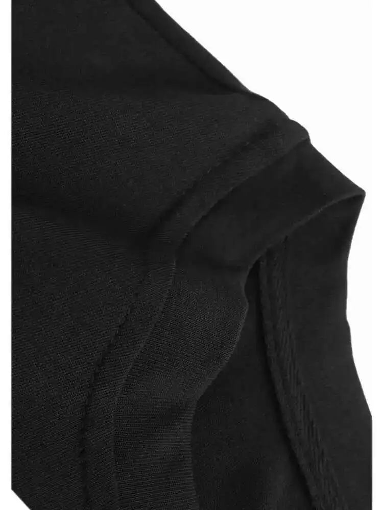 Women Black Color-block Shaped Big Size T-shirt New Round Neck Short Sleeve Fashion Tide Spring Summer 2025 1DH5563