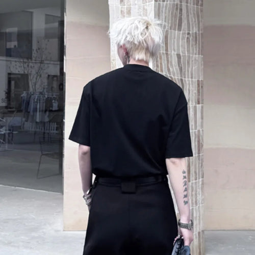 Load image into Gallery viewer, Men's Short Sleeve T-shirts New Summer Loose Double Neck Design Casual Menwear Korean Solid Color Fashion Top 9W1505
