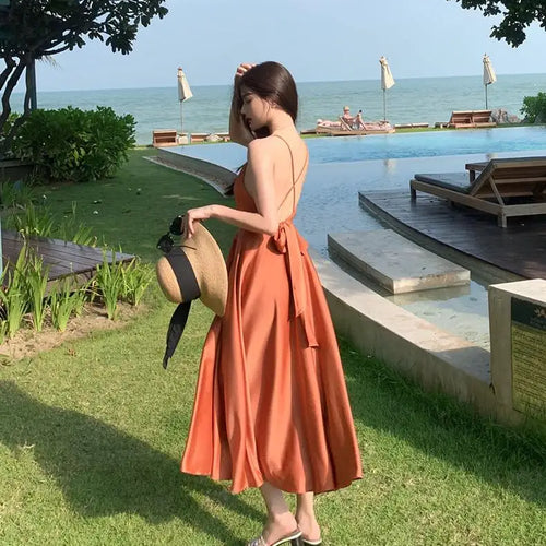 Load image into Gallery viewer, Evening Party Women Dress Cross V Neck Sexy Off Shoulder Beach Style Spaghetti Strap Dress Slim Backless Sexy Robe Femme Holiday
