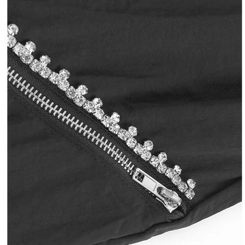 Load image into Gallery viewer, High Elastic Waist Apricot Rhinestones Zipper Wide Leg Pants New Trousers Women Fashion Tide Spring Autumn 2025 1DJ1192
