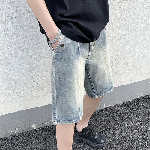Load image into Gallery viewer, Men&#39;s Denim Shorts Solid Color Summer New American Male Loose Five Quarter Pants Casual Fashion Trend Menwear 9W1356
