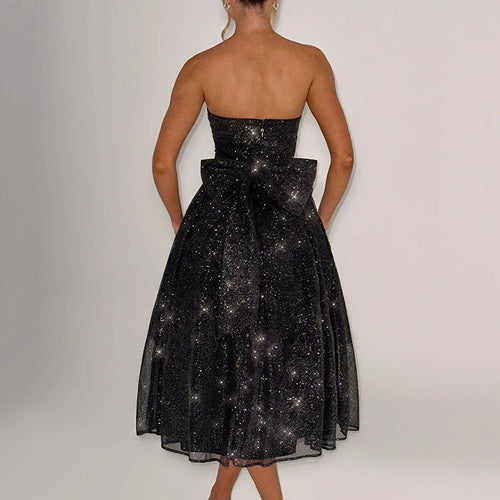 Load image into Gallery viewer, Off-shoulder Backless Bow Sexy Maxi Dress For Women Strapless Sleeveless A-line Loose Pleated Sexy Long Dress Clubwear
