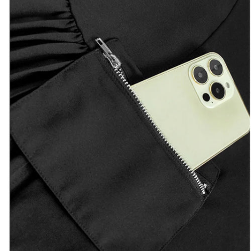 Load image into Gallery viewer, Women Black Pocket Pleated Big Size Midi Casual Dress New Round Neck Short Sleeve Fashion Tide Spring Summer 2025 1DJ0137
